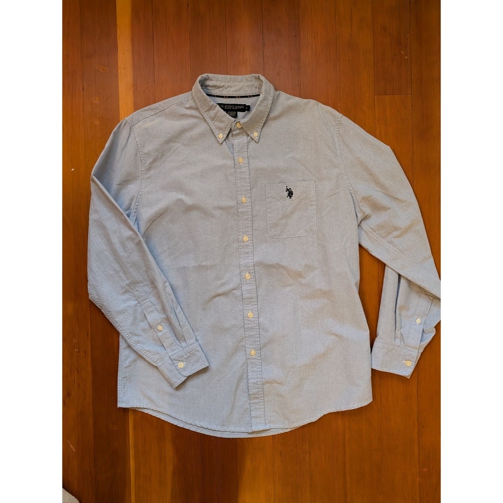 U.S. Polo Assn Mens Large Button Down Long Sleeve Blue‎ Classic Preppy Academia